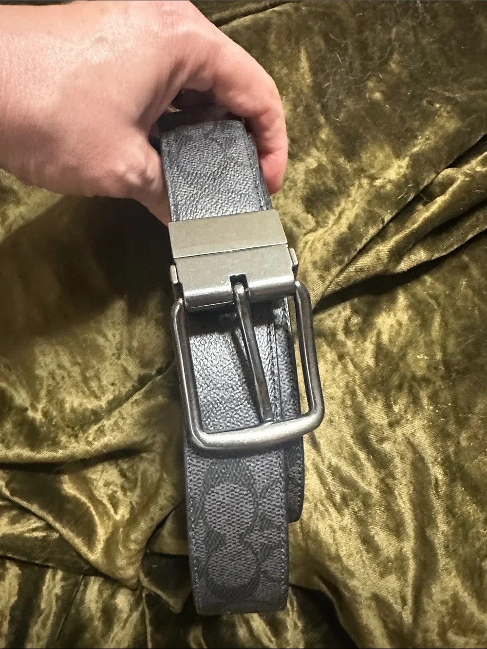 Coach Black Leather Belt with Silver-Tone Buckle